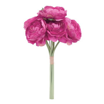 Ranunculus Artificial Silk Flower Bouquet (Berry Pink)