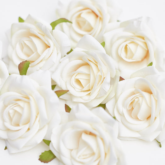 Silk Rose Heads - Pack of 10 | 7cm Diameter (Cream)