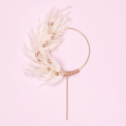 Dried Flower Ring (10cm with stem) (Gold & White)