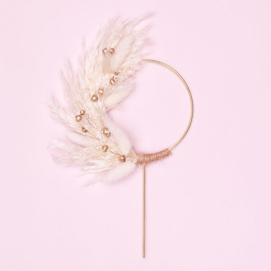 Dried Flower Ring (10cm with stem) (Gold & White)