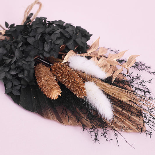 Dried Palm Spear Bouquet (Black, Gold & White)