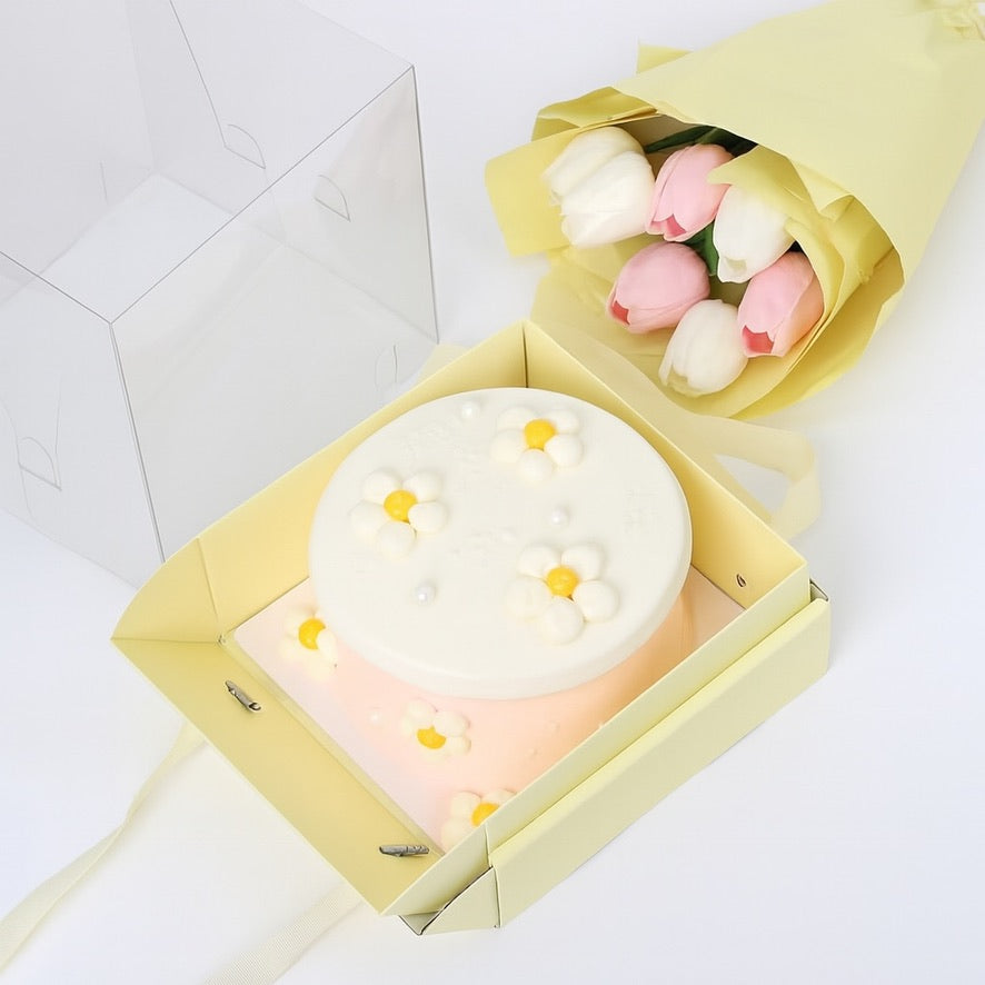Mini Cake/Bento Cake Board & Box Sets (Lemon)