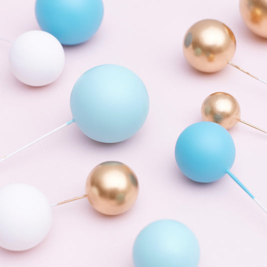 32 Pieces Cake Decorating Ball Sets - White, Gold, Light Blue & Blue (Mixed Colour Bundle 1)