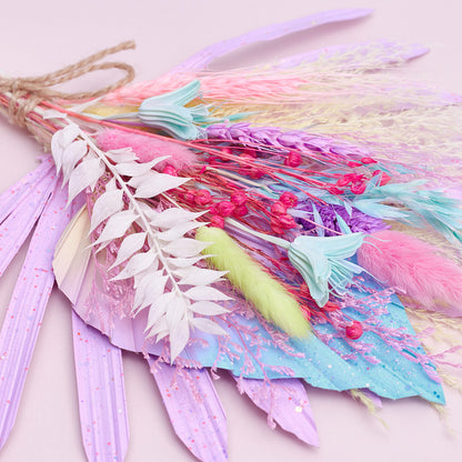 Dried Sun Palm Bouquets (with Palm Spear) (Rainbow Sherbet)