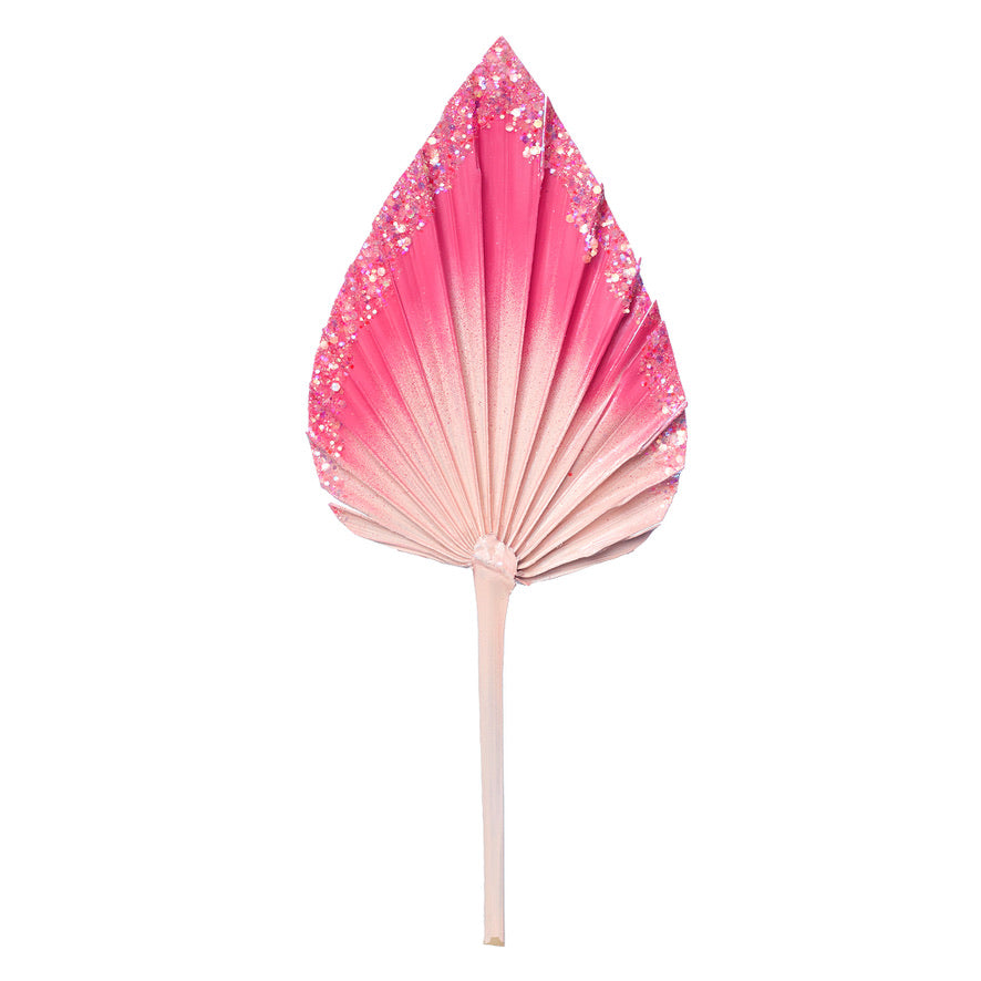 Decorated Dried Palm Spear (Pink Glitter Ombre)