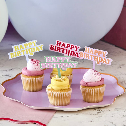 Bright Banquet 'Happy Birthday' Food Picks - Pack of 12