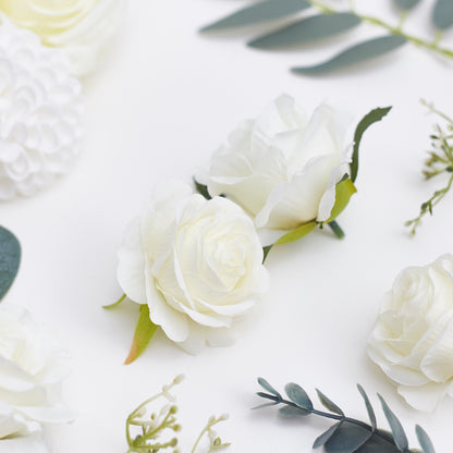 Silk Flower Bags with Foliage (White)
