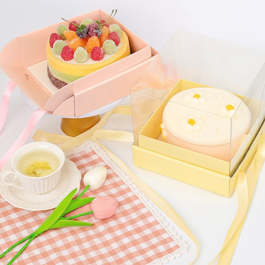 Mini Cake/Bento Cake Board & Box Sets (Lemon)