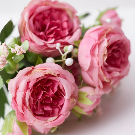 Artificial Silk Peony & Tea Rose Bouquet (Pretty Pink)