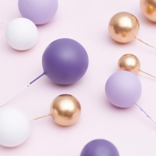 32 Pieces Cake Decorating Ball Sets - White, Gold, Lilac & Purple (Mixed Colour Bundle 8)