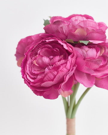 Ranunculus Artificial Silk Flower Bouquet (Berry Pink)