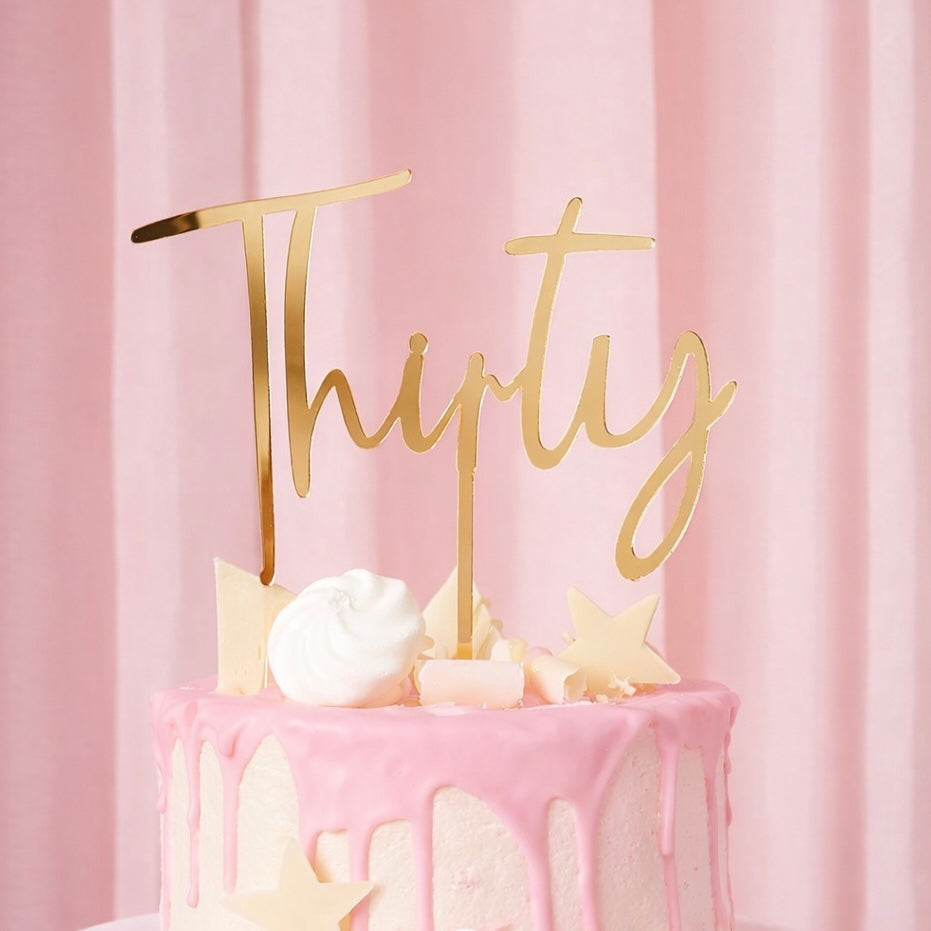 Gold 'Thirty' Acrylic Cake Topper