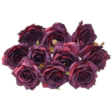Silk Rose Heads - Pack of 10 | 7cm Diameter (Wine Red)