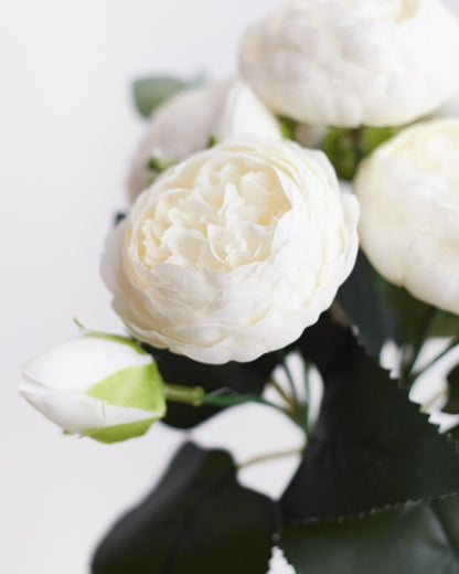 Artificial Silk Peony & Tea Rose Bouquet (Milk White)