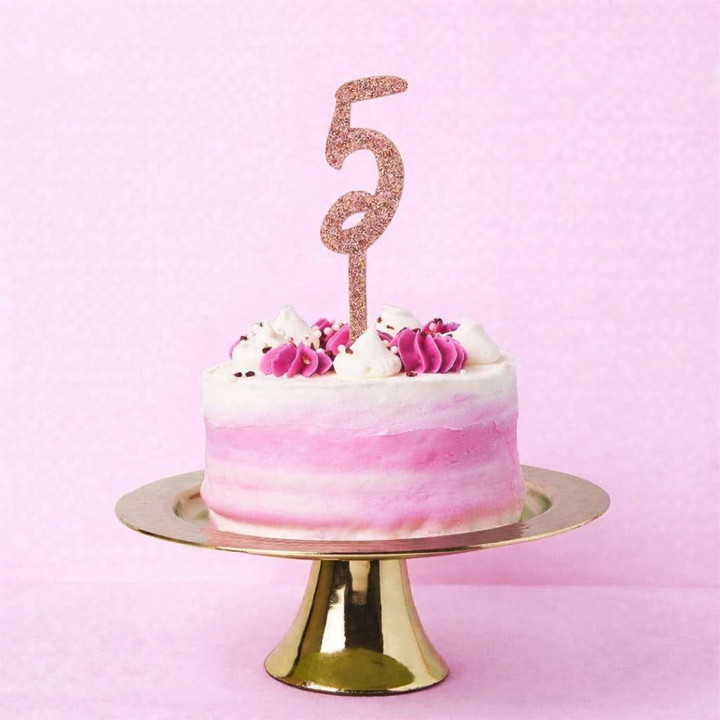 Rose Gold Number '5' Glitter Acrylic Cake Topper