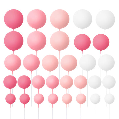 32 Pieces Cake Decorating Ball Sets - White, Light Pink, Pink & Hot Pink (Mixed Colour Bundle 3)