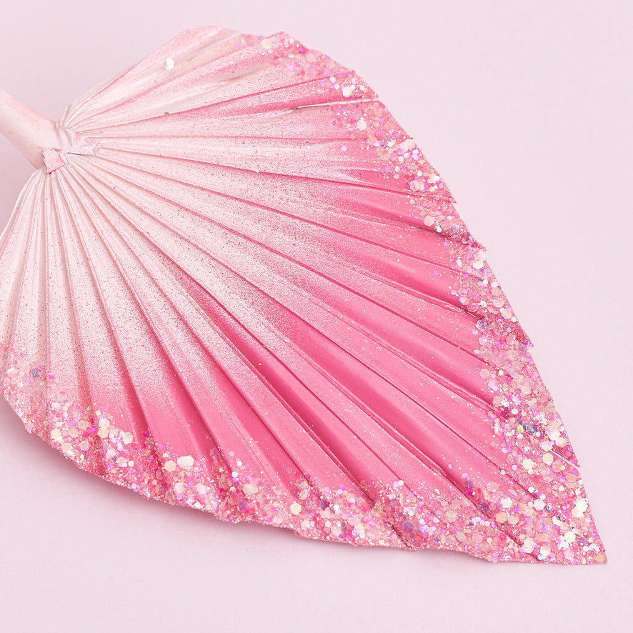 Decorated Dried Palm Spear (Pink Glitter Ombre)