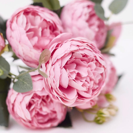 Artificial Silk Peony & Tea Rose Bouquet (Pink)