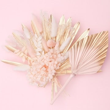 Dried Sun Palm Bouquets (with Palm Spear) (Pink & Gold)
