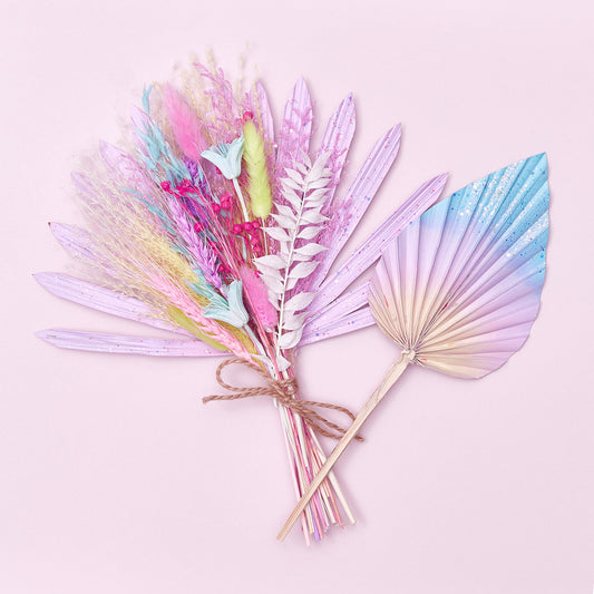 Dried Sun Palm Bouquets (with Palm Spear) (Rainbow Sherbet)