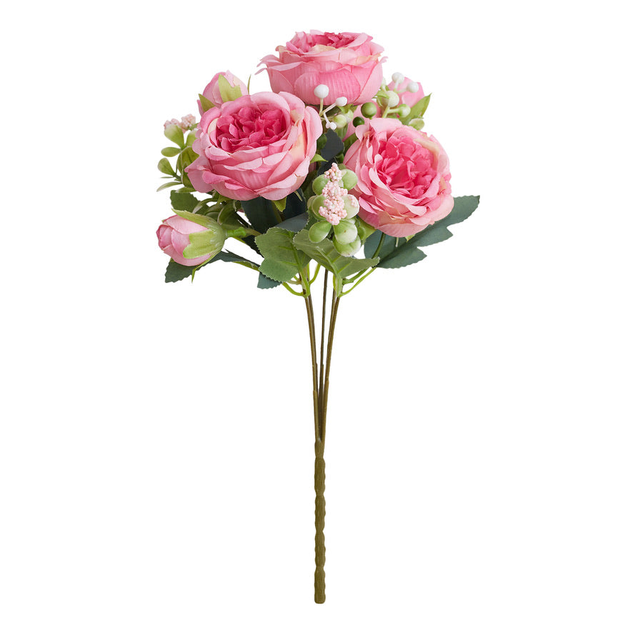 Artificial Silk Peony & Tea Rose Bouquet (Pretty Pink)