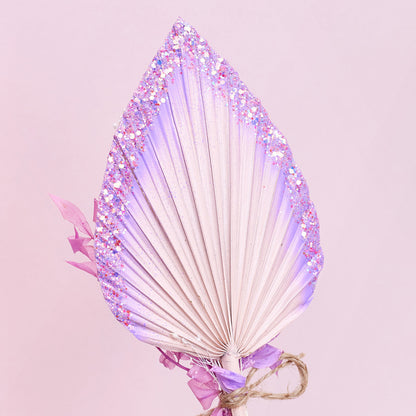 Dried Palm Spear Bouquet (Pink, Purple Glitter & White)