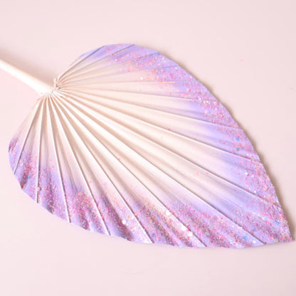 Decorated Dried Palm Spear (Pink & Purple Ombre With Glitter)