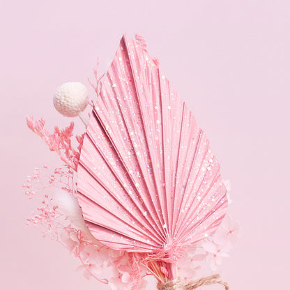 Dried Palm Spear Bouquet (Pink, Glitter & White)