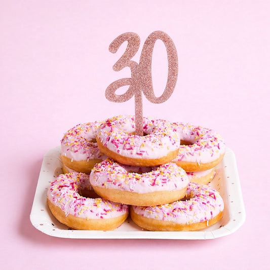 Rose Gold Number '30' Glitter Acrylic Cake Topper