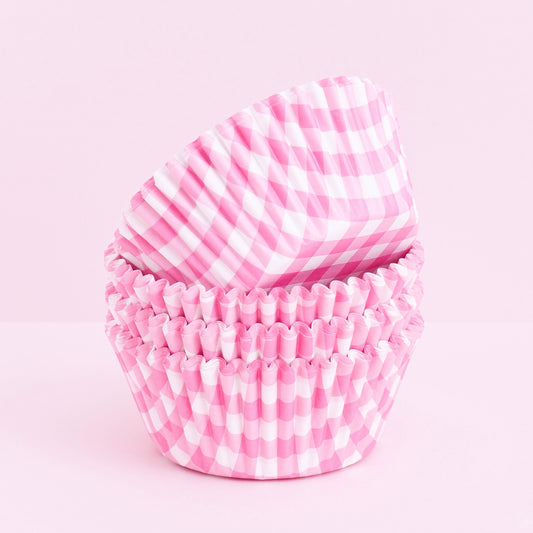 100-Pack Funky Cupcake Cases (Pink Gingham)