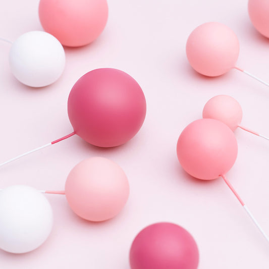 32 Pieces Cake Decorating Ball Sets - White, Light Pink, Pink & Hot Pink (Mixed Colour Bundle 3)