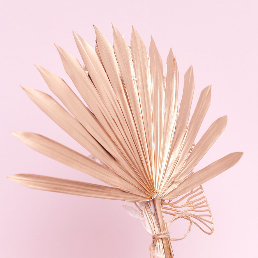 Dried Sun Palm Bouquets (with Palm Spear & Gingko Leaves) (White & Gold)