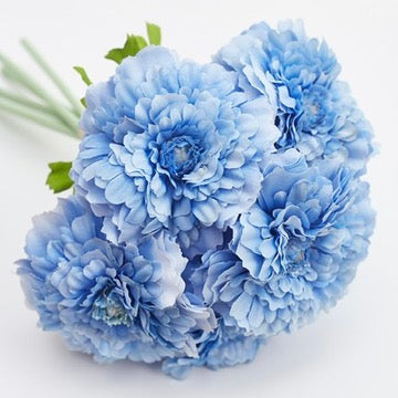 Chrysanthemum Artificial Silk Flower Bouquet (Sky Blue)
