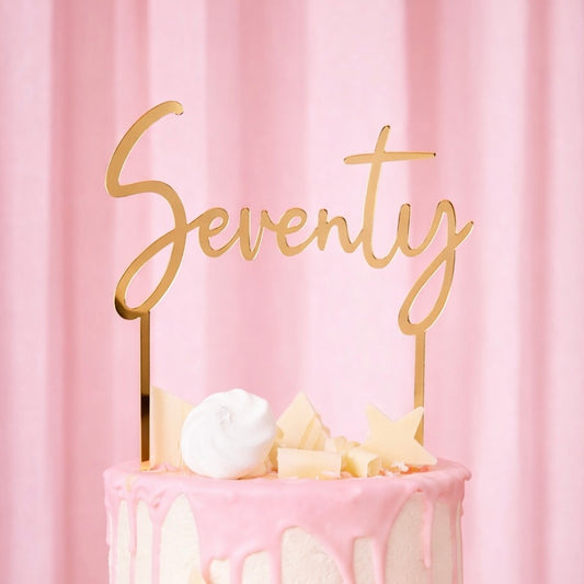 Gold 'Seventy' Acrylic Cake Topper
