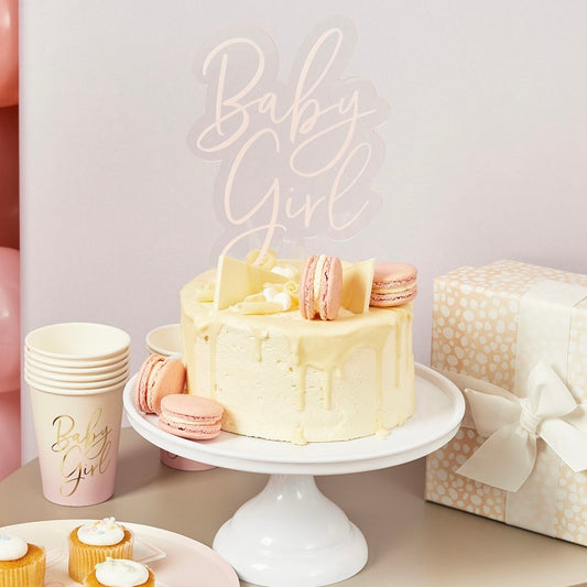 Pink 'Baby Girl' Acrylic Cake Topper