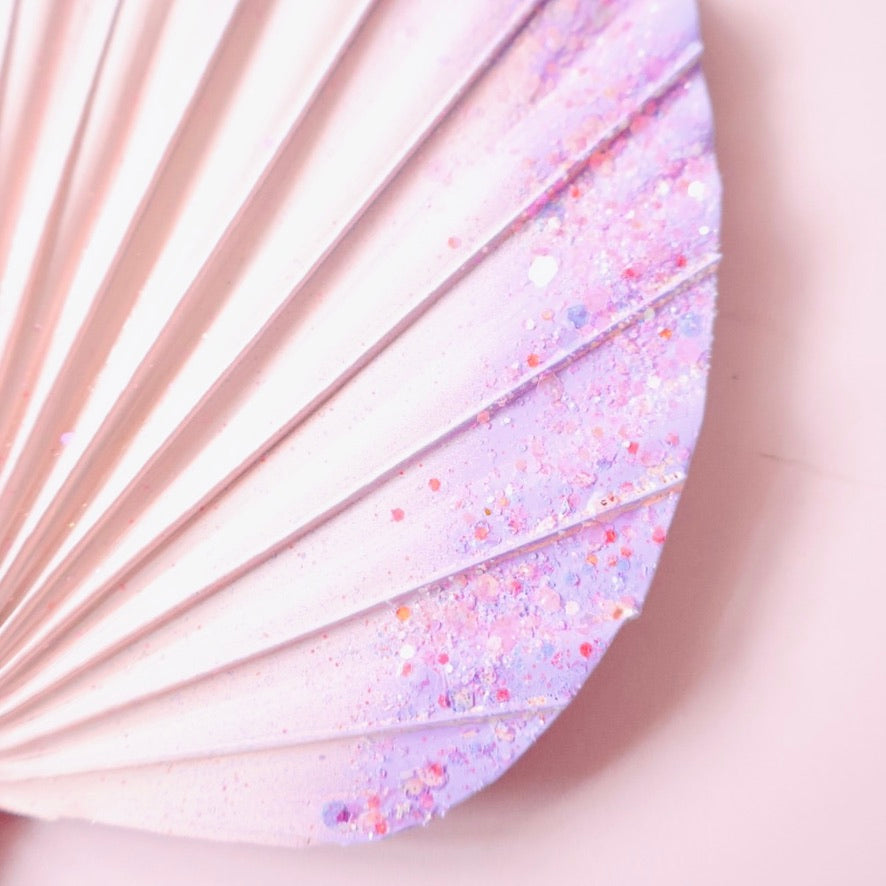 Decorated Dried Palm Spear (Pink & Purple Ombre With Glitter)