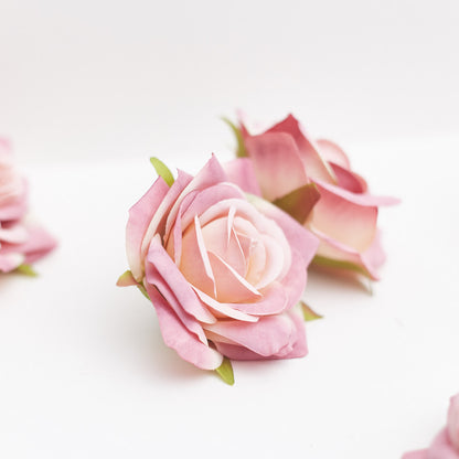 Silk Rose Heads - Pack of 10 | 7cm Diameter (Pink)