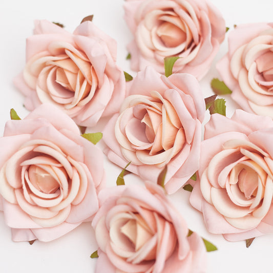 Silk Rose Heads - Pack of 10 | 7cm Diameter (Light Pink)