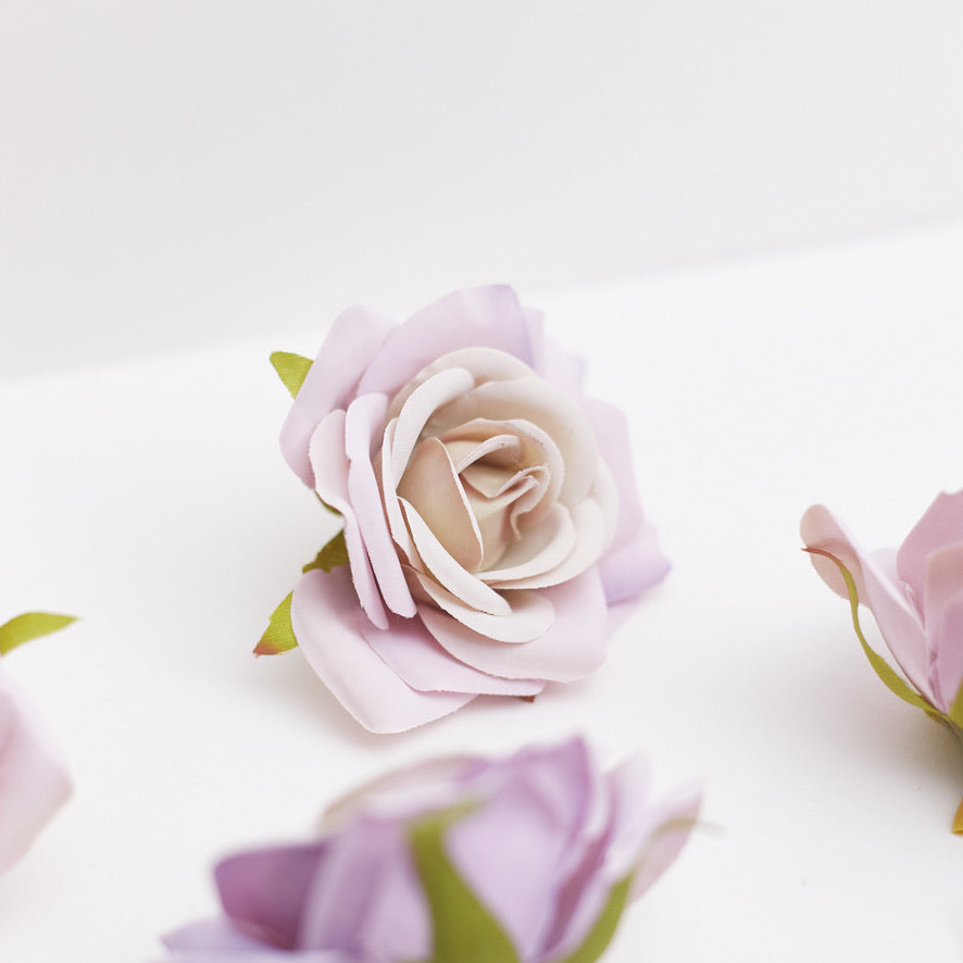Silk Rose Heads - Pack of 10 | 7cm Diameter (Light Purple)