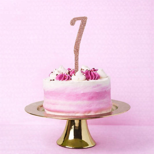Rose Gold Number '7' Glitter Acrylic Cake Topper