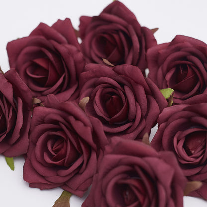 Silk Rose Heads - Pack of 10 | 7cm Diameter (Burgundy)