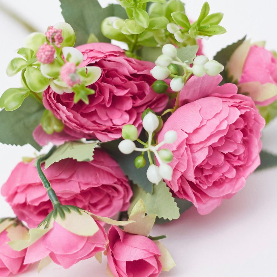 Artificial Silk Peony & Tea Rose Bouquet (Pretty Rose)