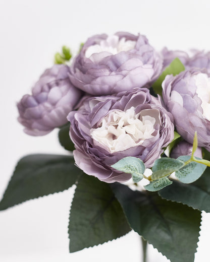 Artificial Silk Peony & Tea Rose Bouquet (Light Purple)