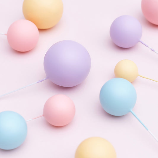 32 Pieces Cake Decorating Ball Sets - Lilac, Light Pink, Lemon & Light Blue (Mixed Colour Bundle 9)