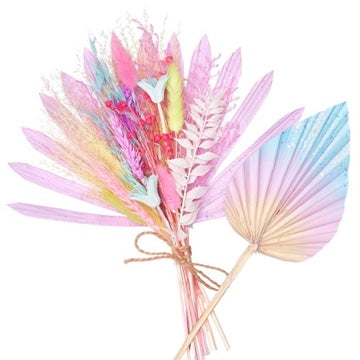 Dried Sun Palm Bouquets (with Palm Spear) (Rainbow Sherbet)