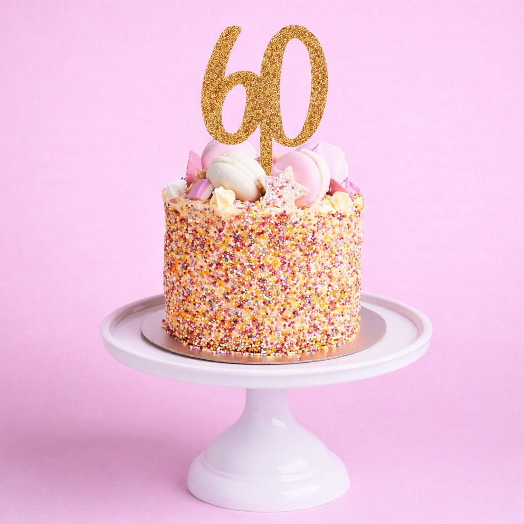 Gold Number '60' Glitter Acrylic Cake Topper
