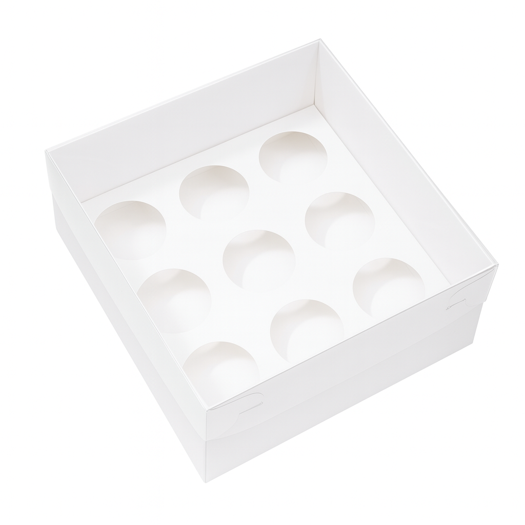 Extra Tall Premium Cupcake Boxes – Pack of 5 with Clear Lids (9 Holes)