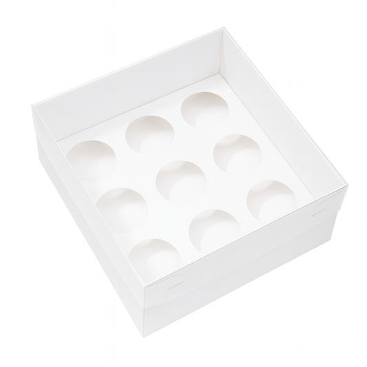 Extra Tall Premium Cupcake Boxes – Pack of 5 with Clear Lids (9 Holes)