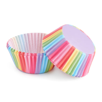 100-Pack Funky Cupcake Cases (Rainbow Stripe)