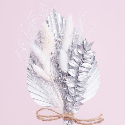 Dried Palm Spear Bouquet (Silver & White)
